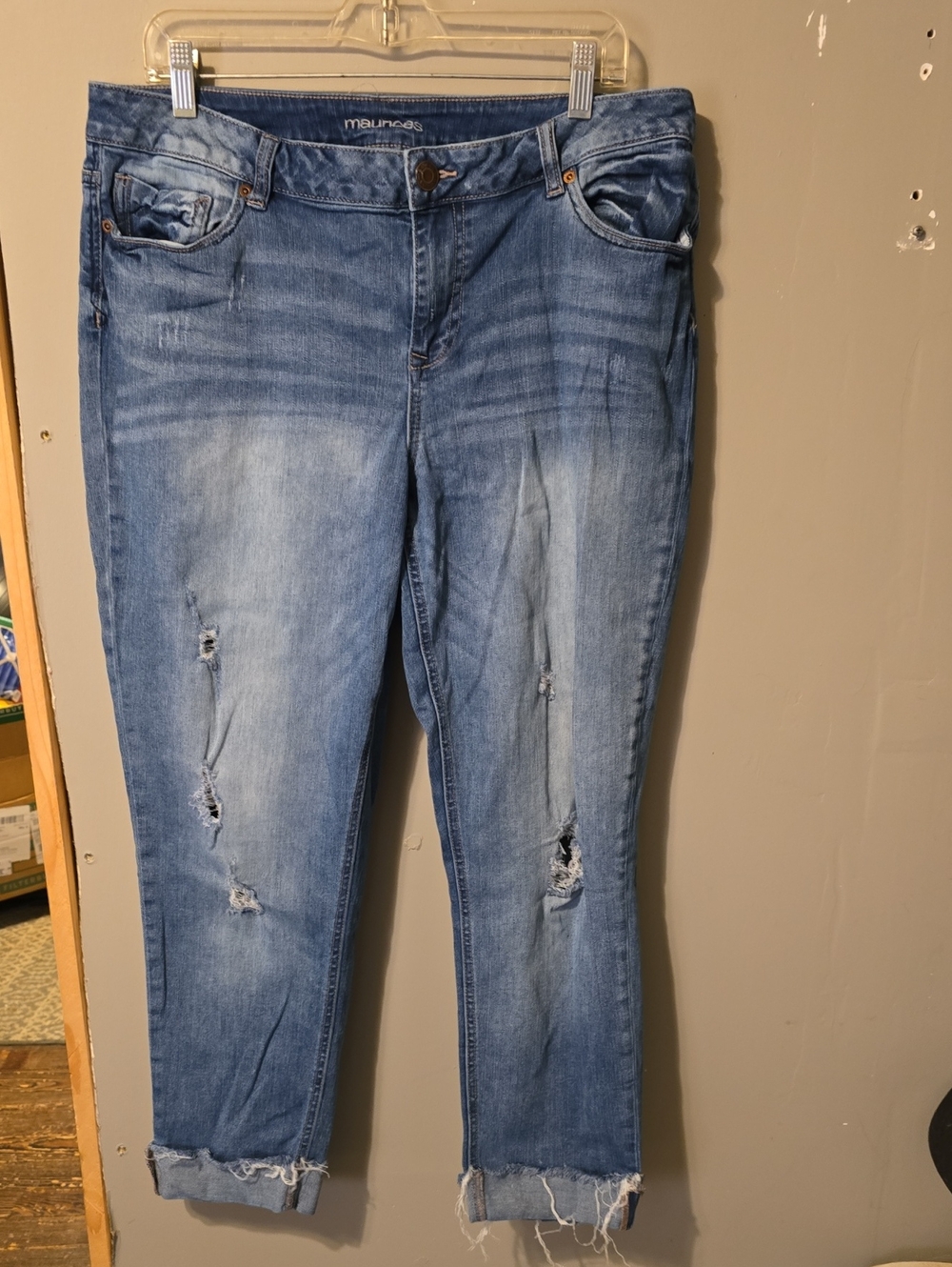 Maurices Light Blue Distressed Cropped Jeans